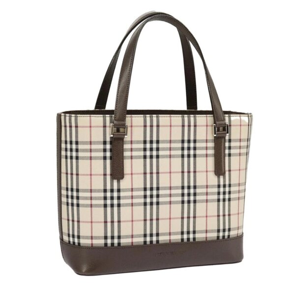 Burberry Handbags - BURBERRY Nova Check Hand Bag Canvas Leather Beige Auth 101313